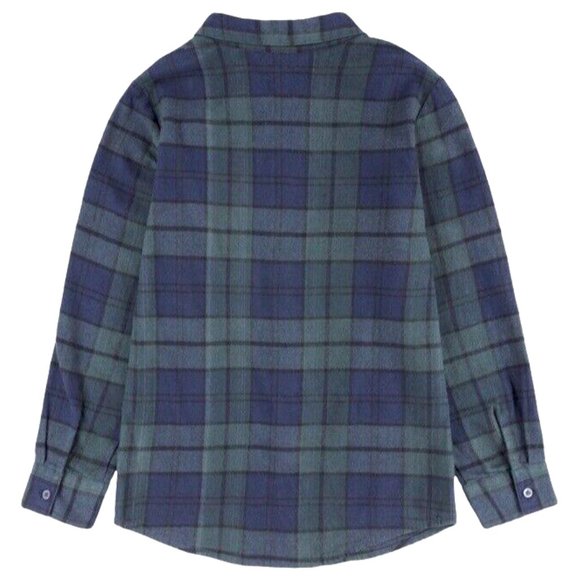 LEVI'S Boys Large 12/13 Years Navy Blue Green LS Cotton Blend Flannel Shirt NWT - Picture 3 of 3